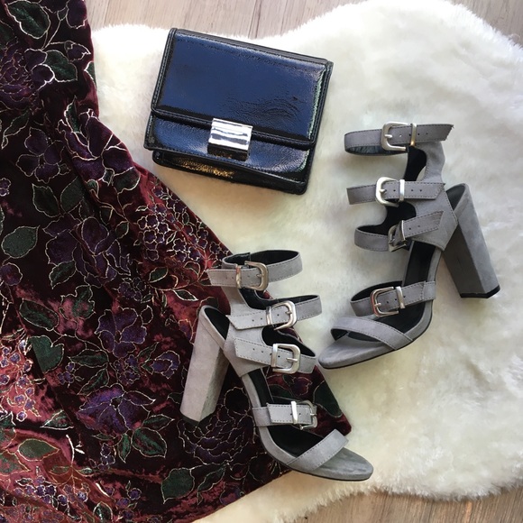 Grey Buckle Heels - Picture 1 of 4